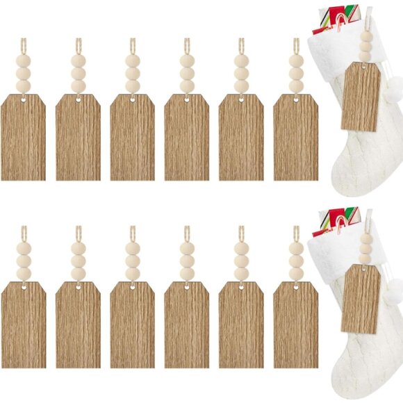 6PCS Christmas Stocking Name Tags, DIY Unfinished Personalized Wooden Bead Blank - Picture 1 of 4